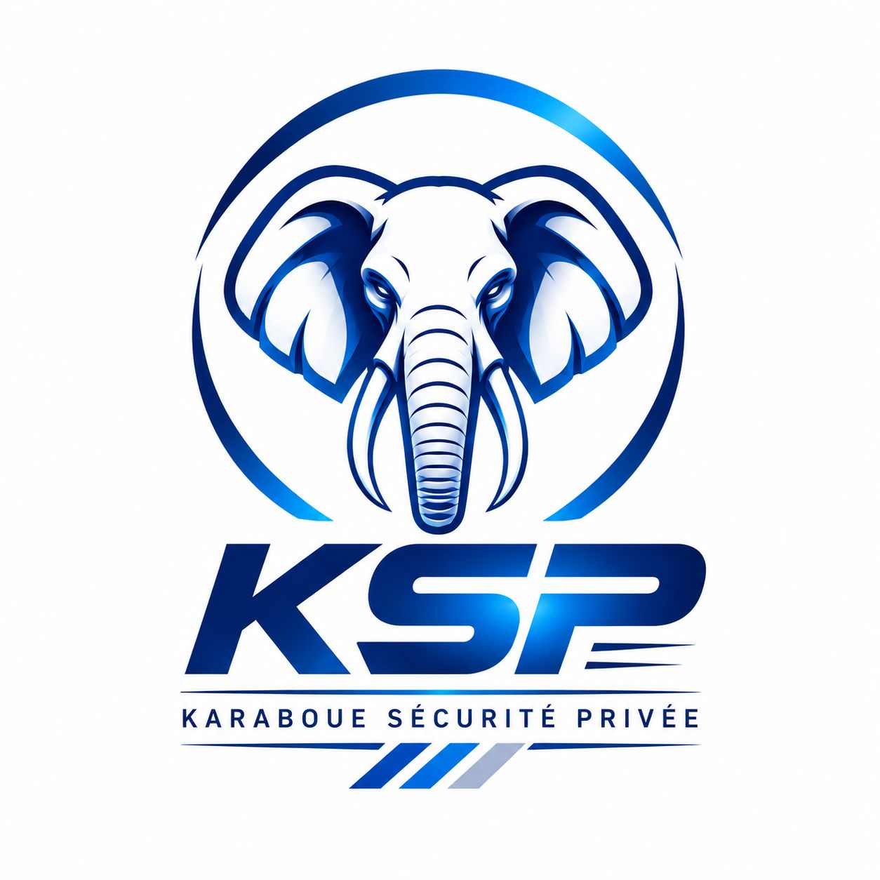 Badge officiel KSP — Karaboue Sécurité Privée, tête d'éléphant